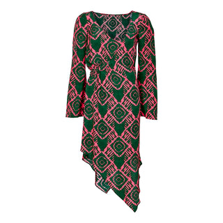 Asymmetrical Batik Midi Dress