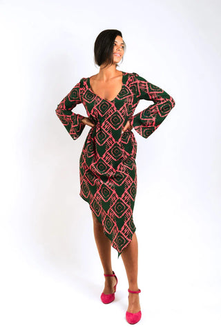 Asymmetrical Batik Midi Dress