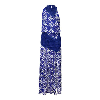 Neckholder-Maxikleid mit handbestickten Perlen