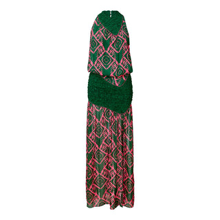 Neckholder-Maxikleid mit handbestickten Perlen