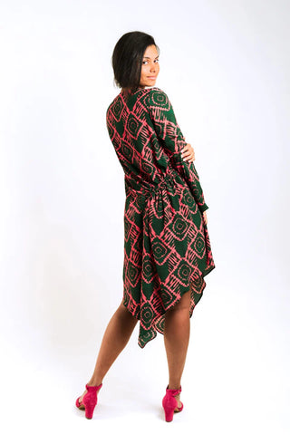 Asymmetrical Batik Midi Dress